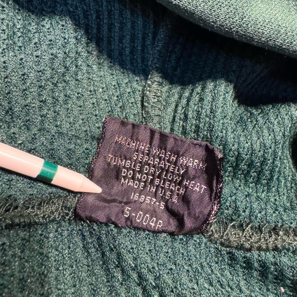 Vintage 70s JC Penney thermal lined waffle full zip hoodie green L mens made USA - Picture 4 of 7